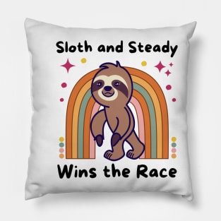 Sloth and Steady Wins the Race Pillow