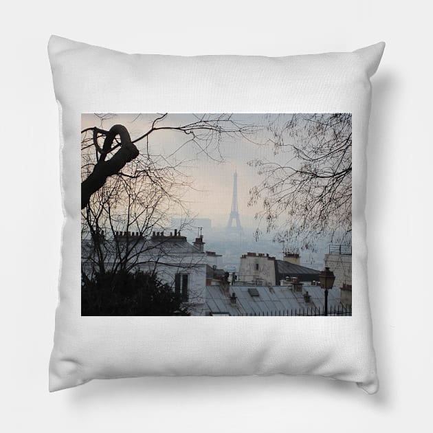 Paris City View from Montmartre Pillow by BlackBeret