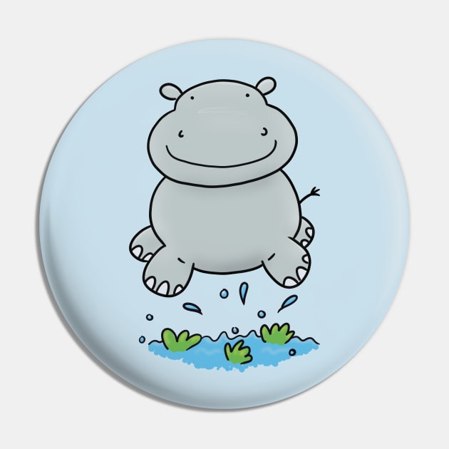 Cute baby hippo cartoon illustration Pin by FrogFactory