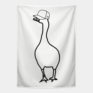 White Goose Wearing Stolen Hat Outline Tapestry