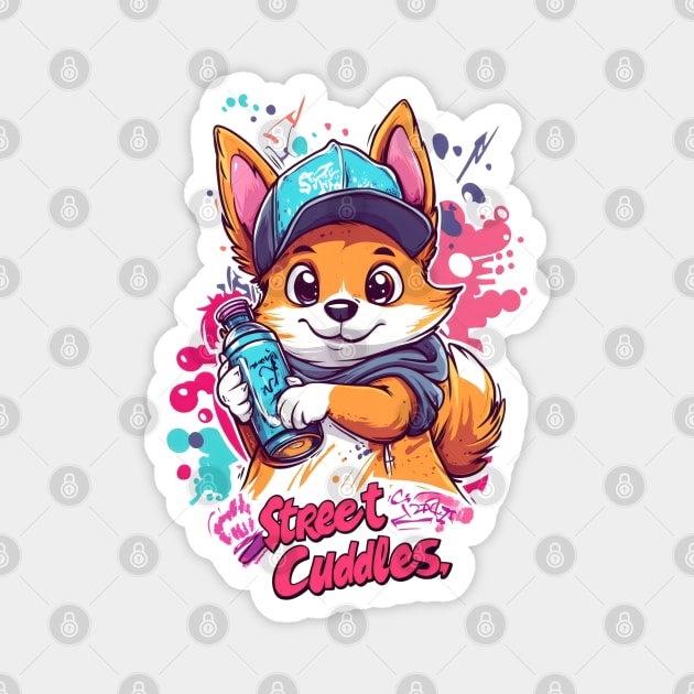 Graffiti Corgi - Urban Cute Dog Art with Spray Paint Style Magnet by WarFX Designs