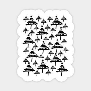 Black and White Christmas Tree Holiday Pattern Magnet