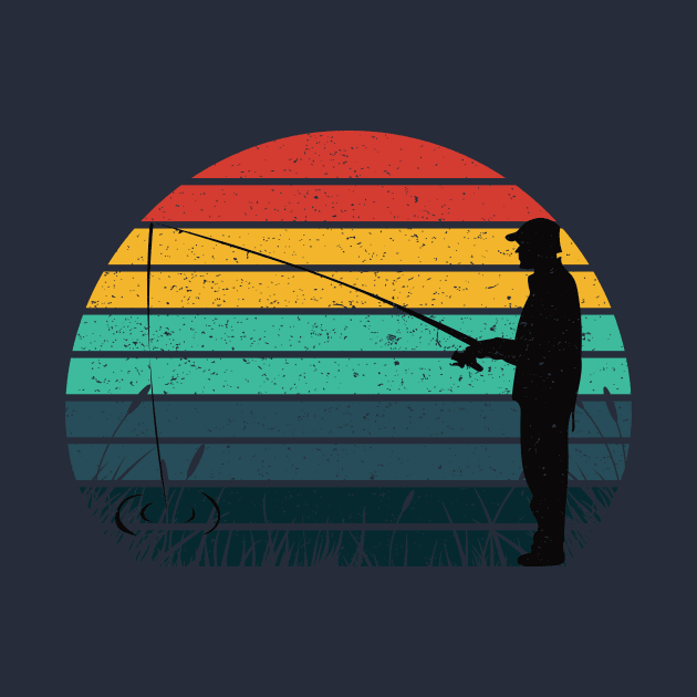 Fisherman In Weeds Retro Vintage Sunset by Tpixx