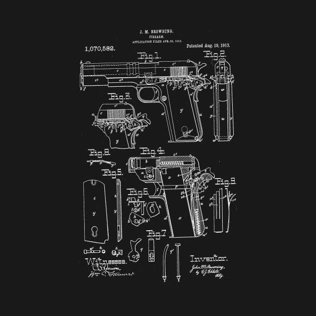 1911 Pistol Takedown Patent (white) by Big Term Designs