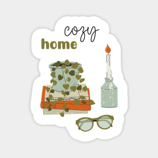 Cozy home objects, interior decorations. Magnet