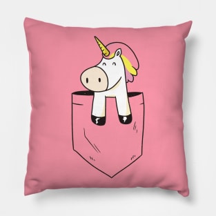 Cute Funny Happy  Unicorn In Pocket Artwork Pillow