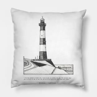 Breskens Lighthouse Netherlands Nieuwe Sluis Pen and Ink Illustration Pillow