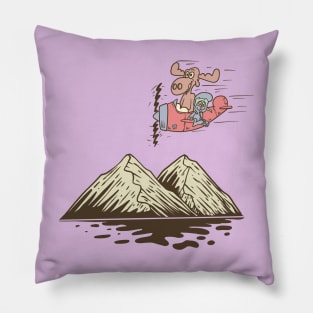 Rocky & Bullwinkle ride rocket on the mountain Pillow