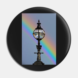 Beautiful rainbow reflection on a vintage lamp post in Glasgow Pin