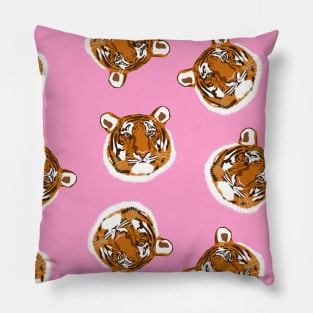 Tiger Head Design on Pink Pillow