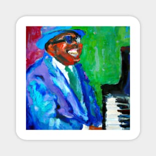 Blues and jazz pianist oil painting Magnet