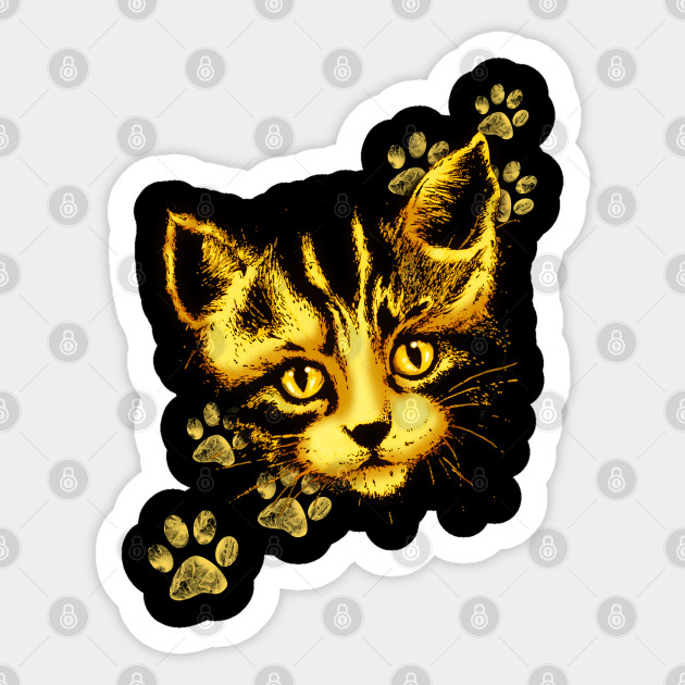 Cute Cat Portrait With Paws Prints Baby Cat Sticker Teepublic
