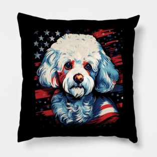 Patriotic Bichon Frise Pillow