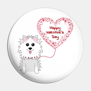 Valentines Day Dog with Paw-Print Heart Balloon Pin