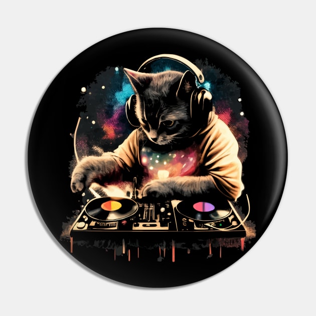 Cat DJ - Space Galaxy - DJ Cat - Deadmau5 - Deadmouse Pin by Barn Shirt USA