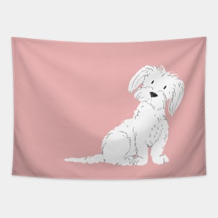 Maltese Dog Illustration Tapestry