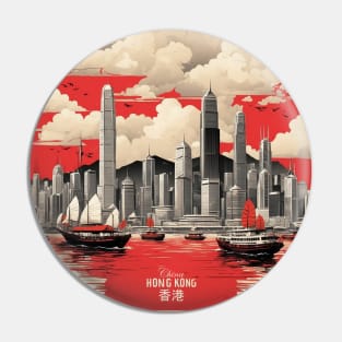 Hong Kong China Vintage Poster Tourism Pin