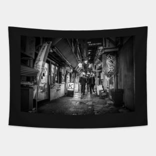 Black and White Tokyo bar alley monochrome Tapestry