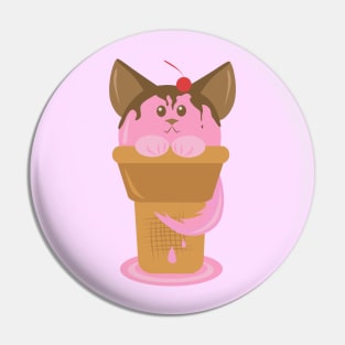 Strawberry Ice Cream Cat Pin