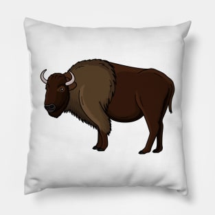 Happy American bison buffalo illustration Pillow