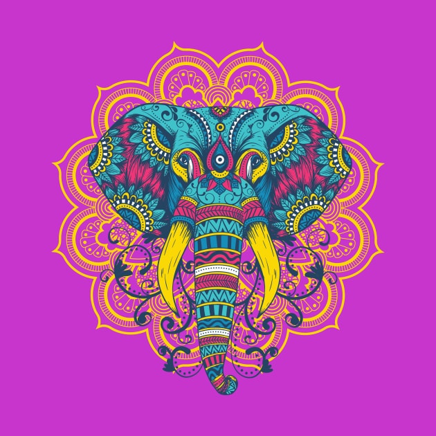 Elephant Colorful Mandala by Midoart