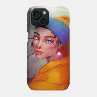 Modern Girl With The Pearl Earring Phone Case