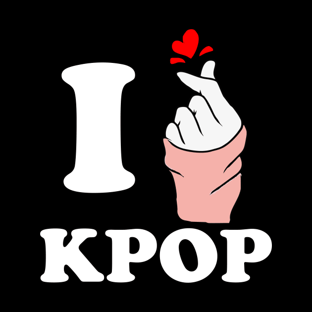 I love kpop finger heart white by Typography Dose