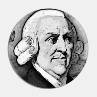 Adam Smith Black And White Portrait | Adam Smith Artwork Pin