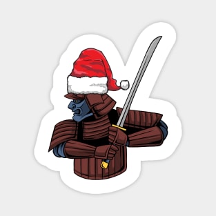 Santa Hat-Wearing Samurai Warrior Funny Christmas Holiday Magnet