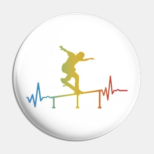 Heartbeat Skater with rail Skateboarding Gift Pin