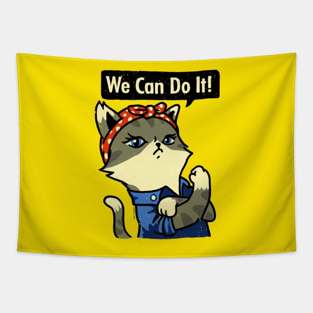 Purrrsist! We Can Do It! Tapestry by vo_maria