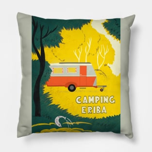 Vintage Caravan in Woodland Pillow