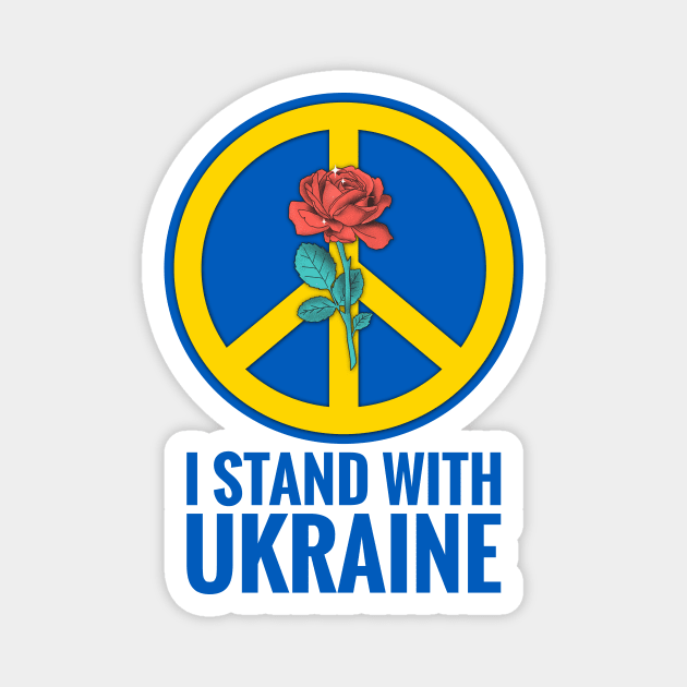 I Stand With Ukraine, Peace Symbol, Ukraine Flag Colors, Light Colors Magnet by PorcupineTees