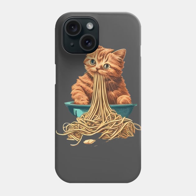 CAT EATING SPAGHETTI Phone Case by TheABStore