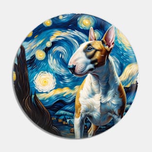 Starry Bull Terrier Dog Portrait - Pet Portrait Pin