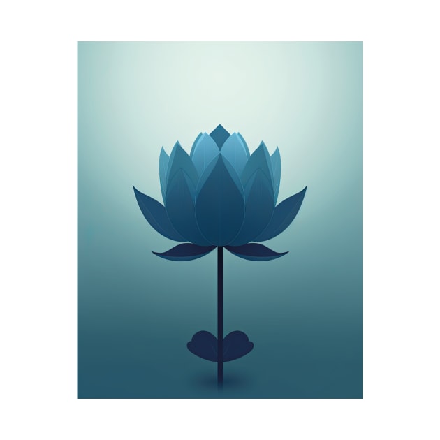 Elegant Blue Lotus Art by 026PrintableArt