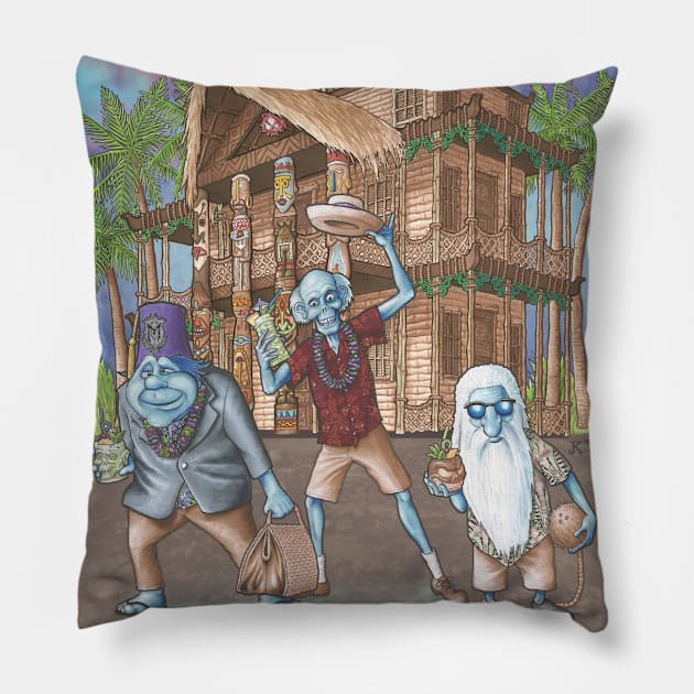 Barhopping Ghosts Pillow by JMKohrs