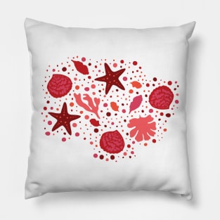 Ocean lover with Our Ocean-Inspired Red and pink Aesthetic, sea coral, sealife, red hues, orange, dark Pillow