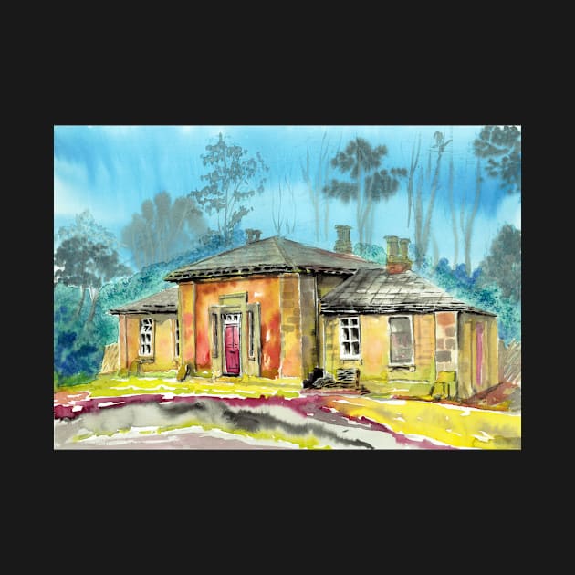 Gouache Painting of Wingfield Station, Derbyshire by WaterGardens