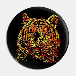 Sketchy Face Tiger Pin