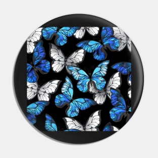 Dark Seamless Pattern with Blue Butterflies Pin