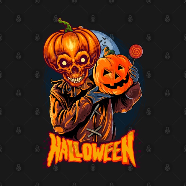 Halloween monster carrying pumpkin by sharukhdesign