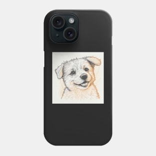 Line Art Cute Dog Illustration Drawing Phone Case