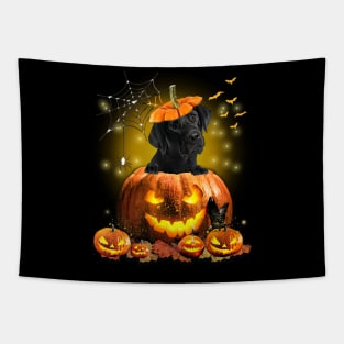 Black Labrador Spooky Halloween Pumpkin Dog Head Tapestry
