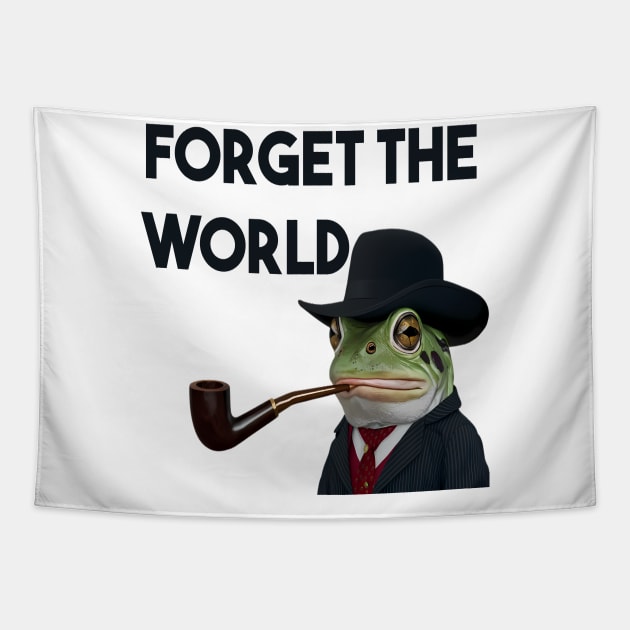 Froggy Philosopher: Pipe-Puffing, Hat-Wearing Sage Tapestry by Evergreen