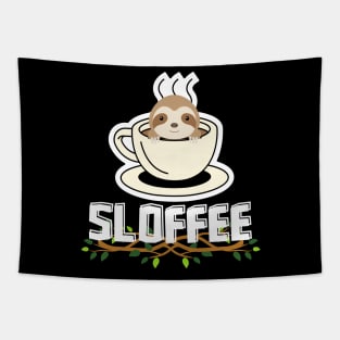 Sloffee Funny Sloth Pun Tapestry