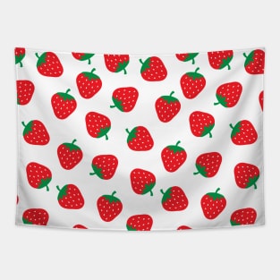 Cute Strawberry Pattern on White Background Tapestry