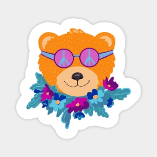 Cute Hippie Bear Magnet