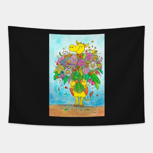 Giraffe bouquet Tapestry by nicolejanes