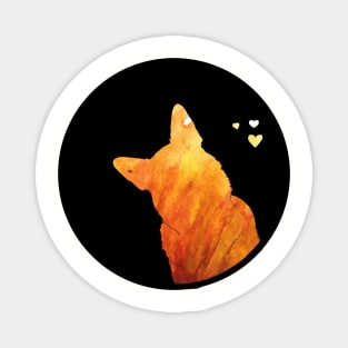 German Shepherd Love - Fiery Orange Silhouette Magnet